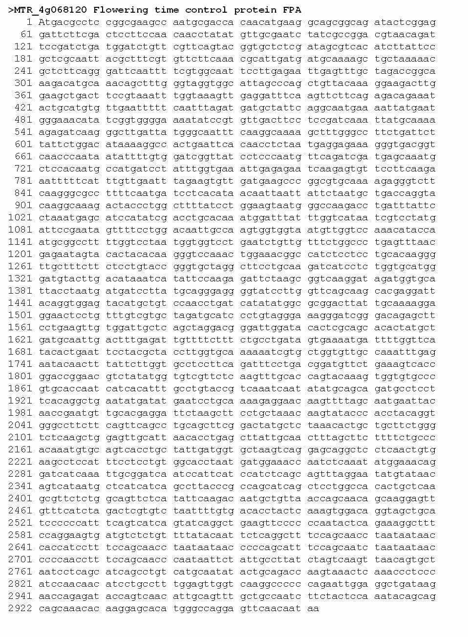 MtFPA의 nucleotide sequence