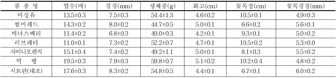 스탠다드 육성장미의 절화특성 조사(2012)