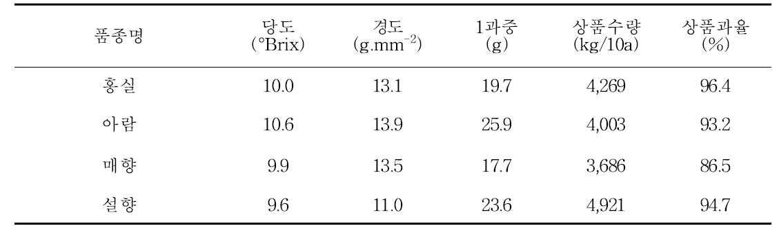 수량 및 품질특성