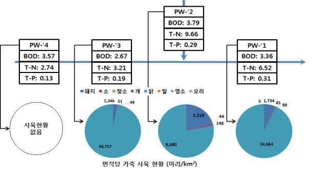 축산의 수계 영향 분석 (신규 지점, 정밀 모니터링)