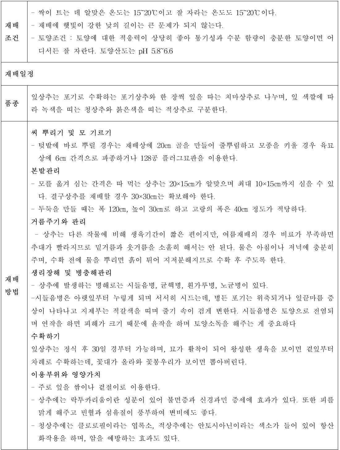 농사기술정보 원고안–상추(예시)