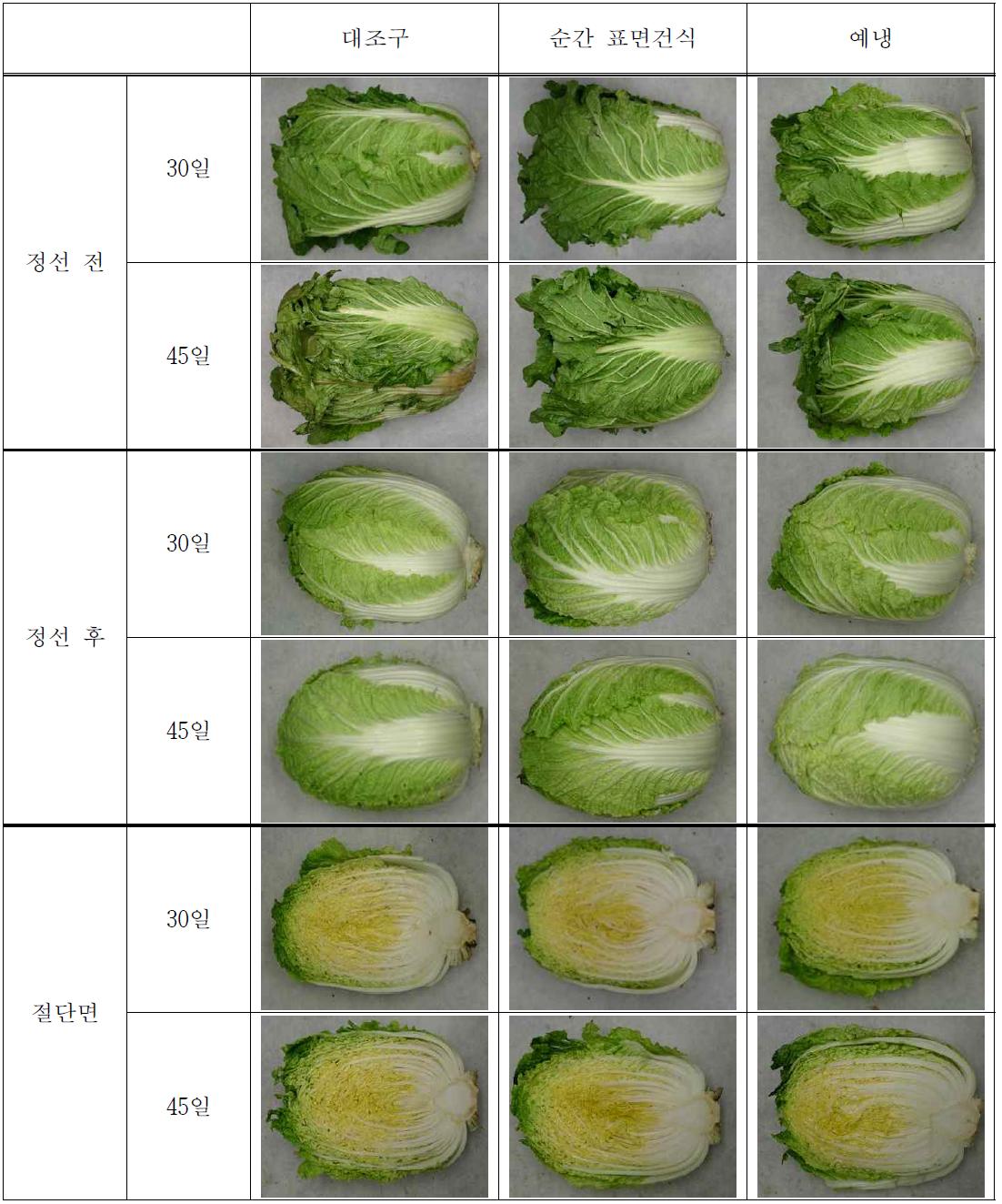 예냉 및 순간건식열처리에 의한 봄배추의 저장 중 성상변화