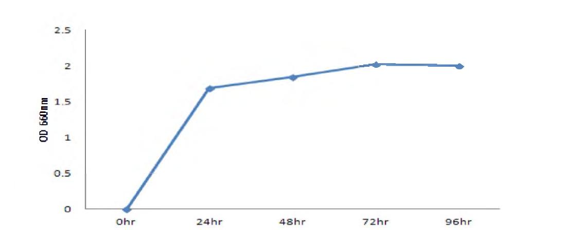 Effect of large scale culture(1,000 liter) to the growth of Bacillus amyloliquefaciens BBG B5.