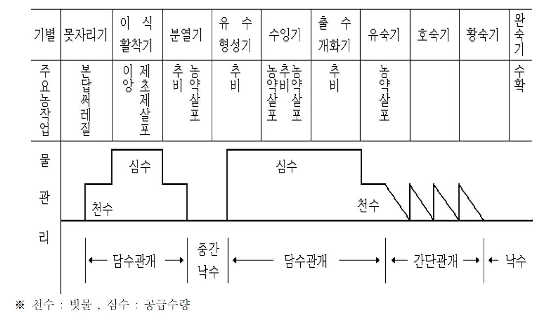 단위 논에서의 생육단계별 물 관리