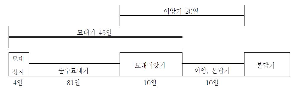 이앙재배시 작물 재배 기간