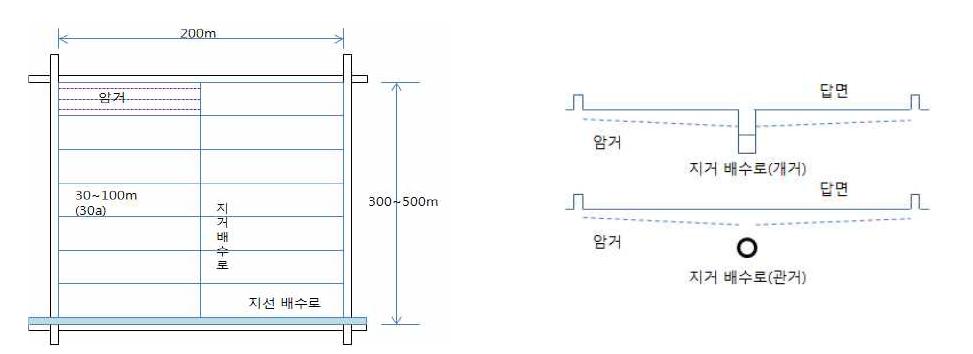 관수로 형식의 지거 배수로 도입에 의한 대구획화