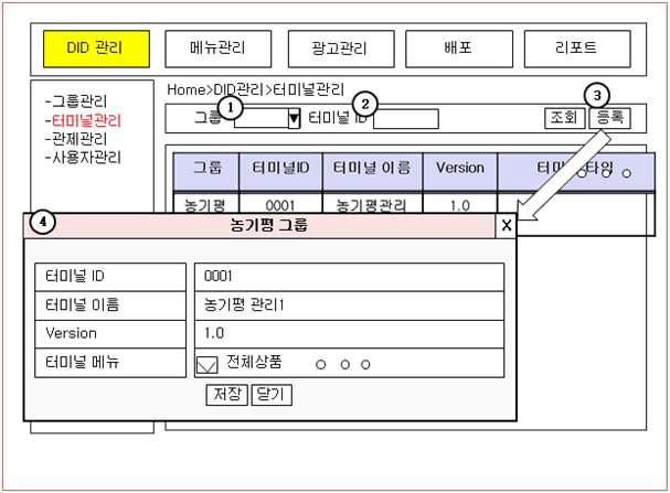 터미널 관리 화면 설계