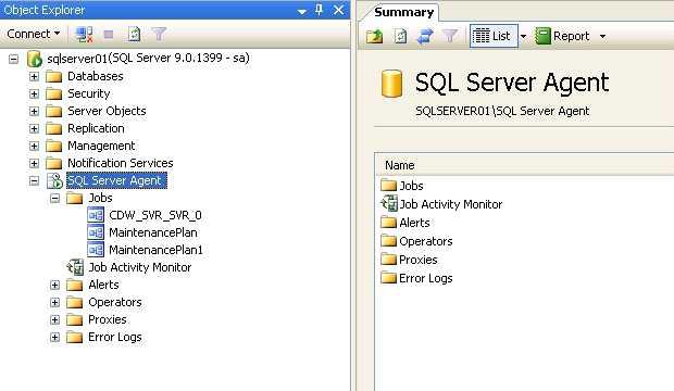 MS SQL Server Agent 화면