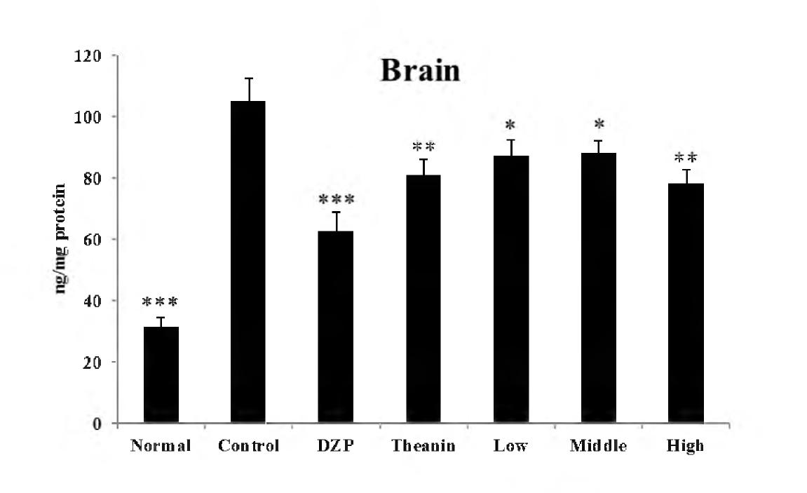 Effects of Water extracts Hippophae rhamnoedes L. on noradrenalin levels in whole brain.