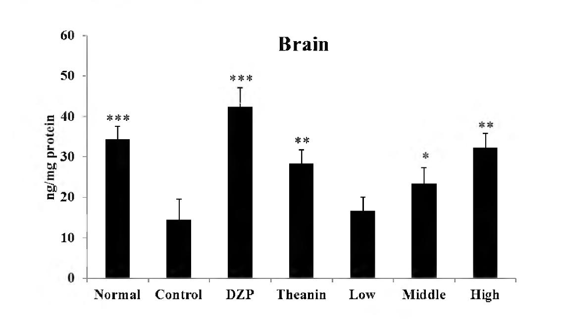 Effects of Water extracts Hippophae rhamnoides L. on 5-HT levels in whole brain.