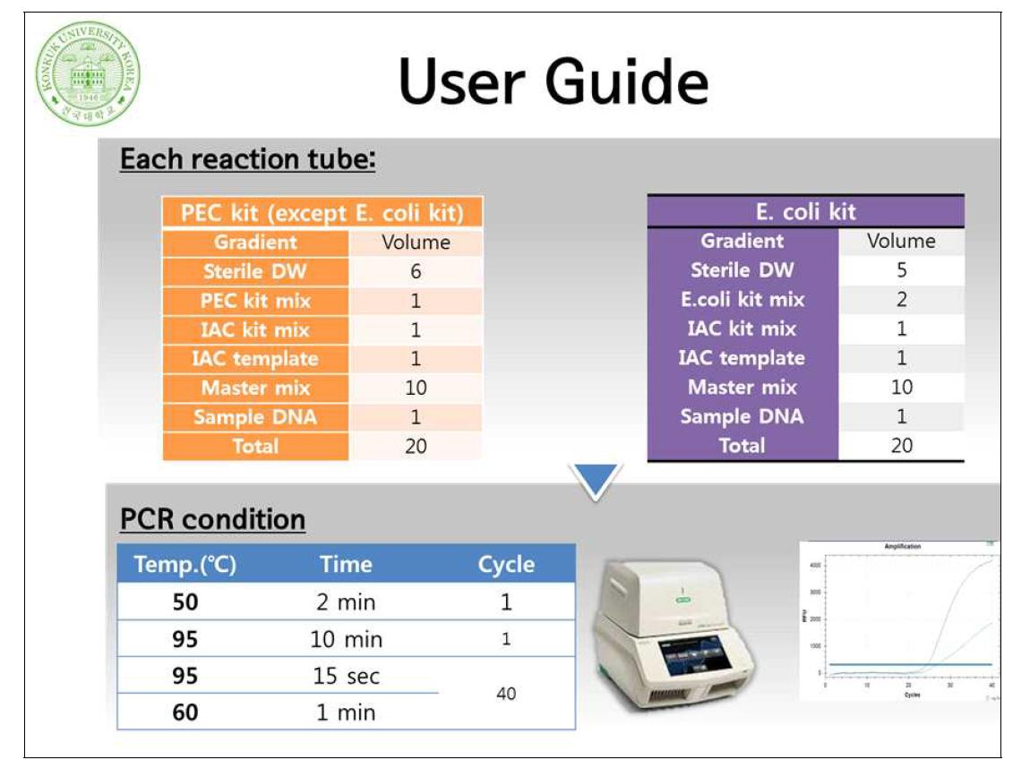 Real-time PCR kit에 대한 사용자 편의 차트식 실험법