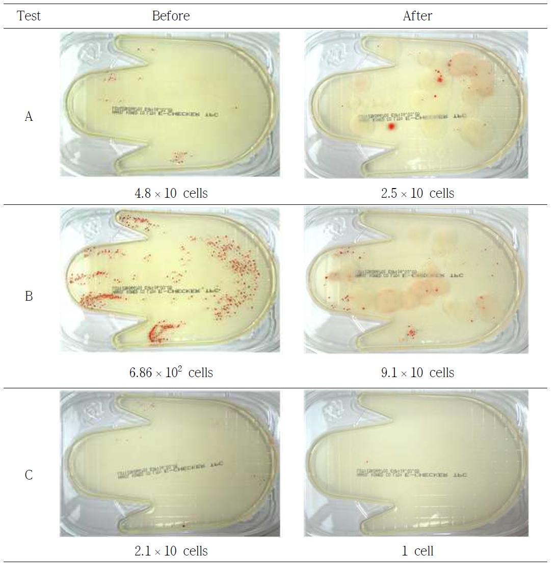 Total cell counts before and after hand cleaning by natural soap.