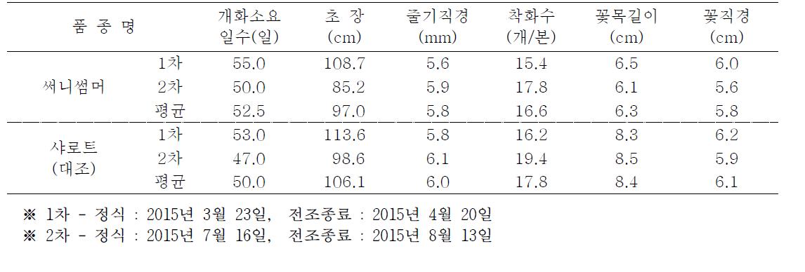 써니썸머 품종의 가변특성