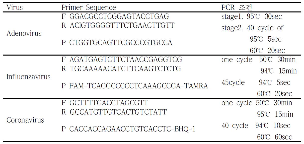 Realtime PCR에 사용된 Primer와 PCR조건