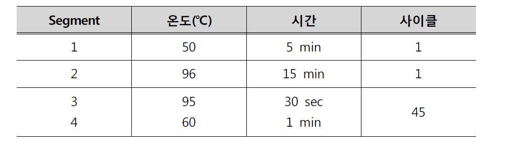 RT-PCR3의 PCR 조건