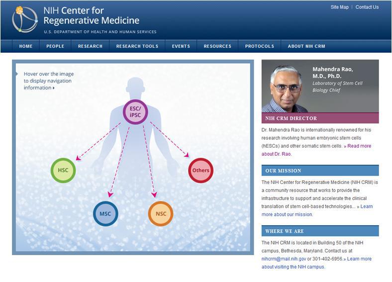 국립보건원-재생의학센터 홈페이지