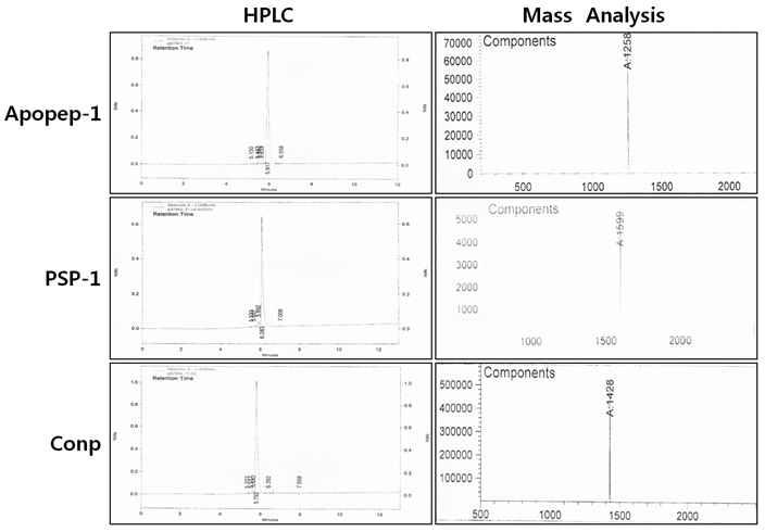 Purification of synthetic FITC-peptides and mass analyses