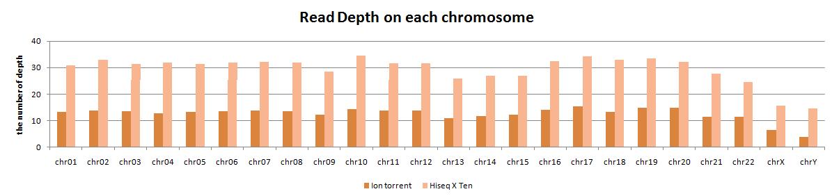 Read mapping depth on each chromosome in Human