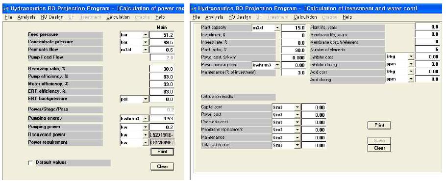 Example for Specific Energy and Cost analysis of IMSDesign