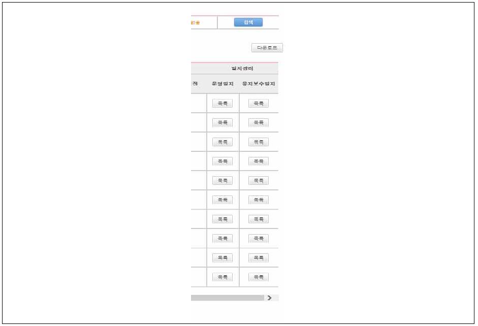 장비관리서비스 변경관리, 일지관리 화면