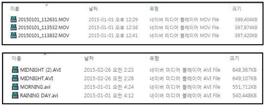 차량용 블랙박스 S-3 저장형태 및 파일유형