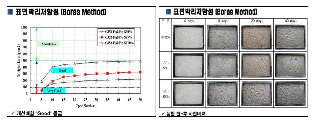 표면박리저항성 평가결과