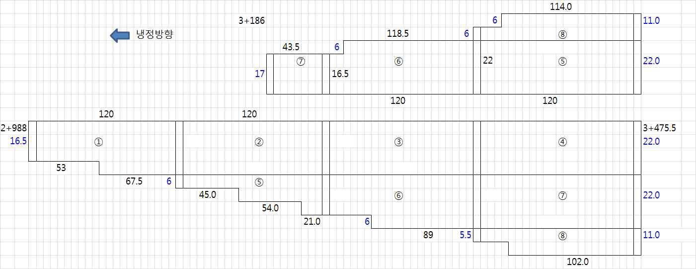 냉정방향 구간 설계도