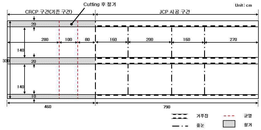 CRCP 구간 철거 및 JCP 구간 거푸집 설계 도면