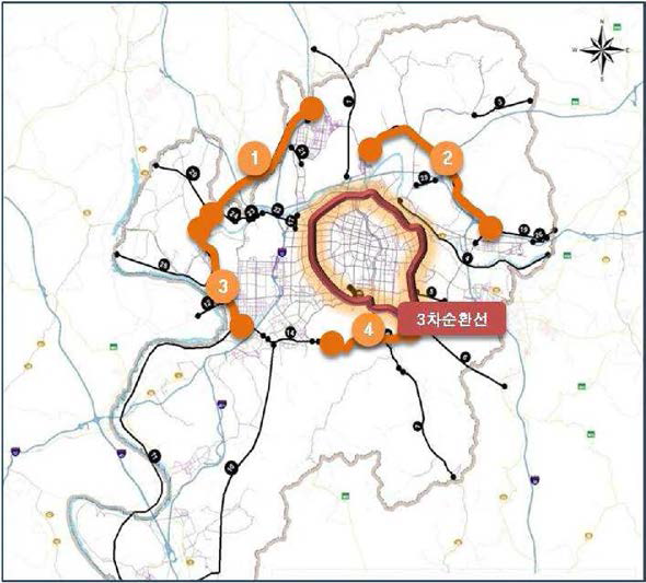 대구시 4차순환선 계획 우선순위(안)