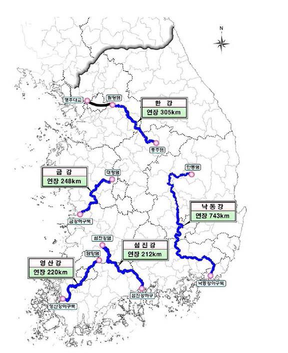 강별 자전거길 노선계획 및 연장