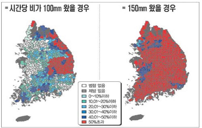 우리나라 집중호우시 홍수지역