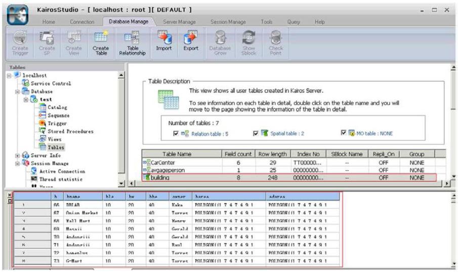 Kairos Spatial input data stream