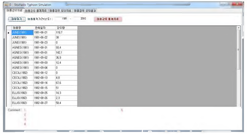 Stochastic Typhoon Simulation 초기화면