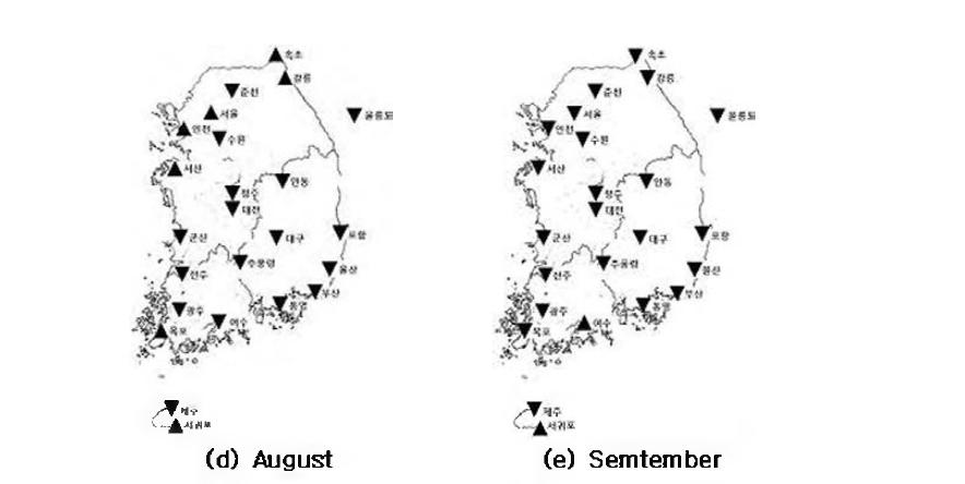 Results of sen test slope analysis of precipitation in year time-series (계속}