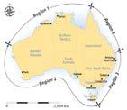 호주 지형 수리조건에 따른 호주 해안선 4개 구간