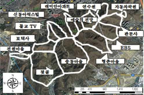 우면산 유역분류도