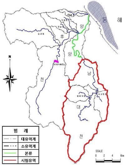 양양남대천 수계 유역도