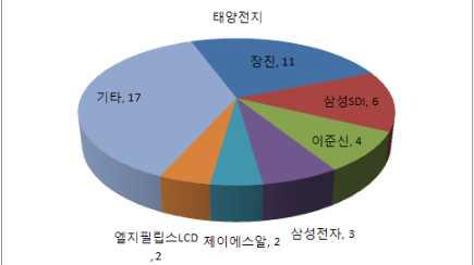 태양전지에 대한 한국 주요 출원인별 특허 결과