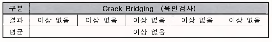 Crack Bridging에 대한 시험 결과