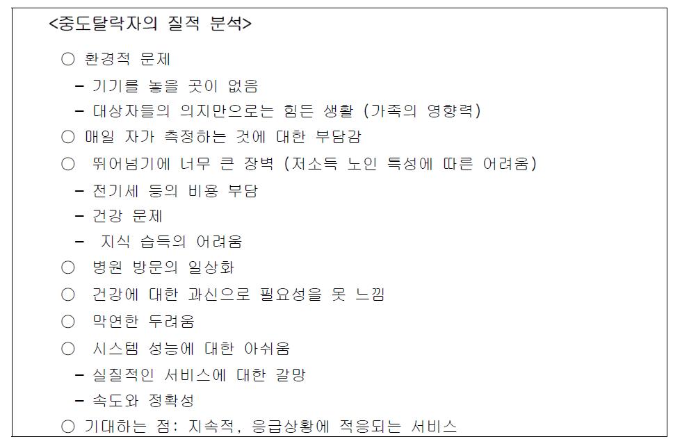 중도탈락자의 질적 분석