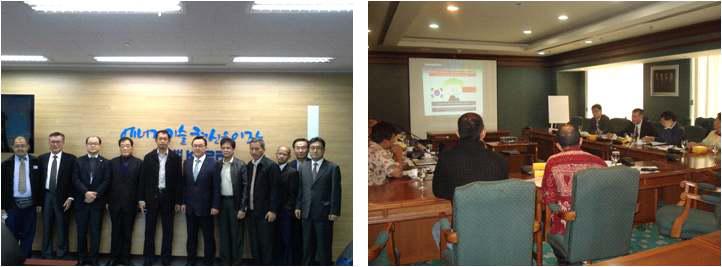 한국에너지기술연구원 및 인도네시아 기관의 MOU 체결을 위한 회의 장면
