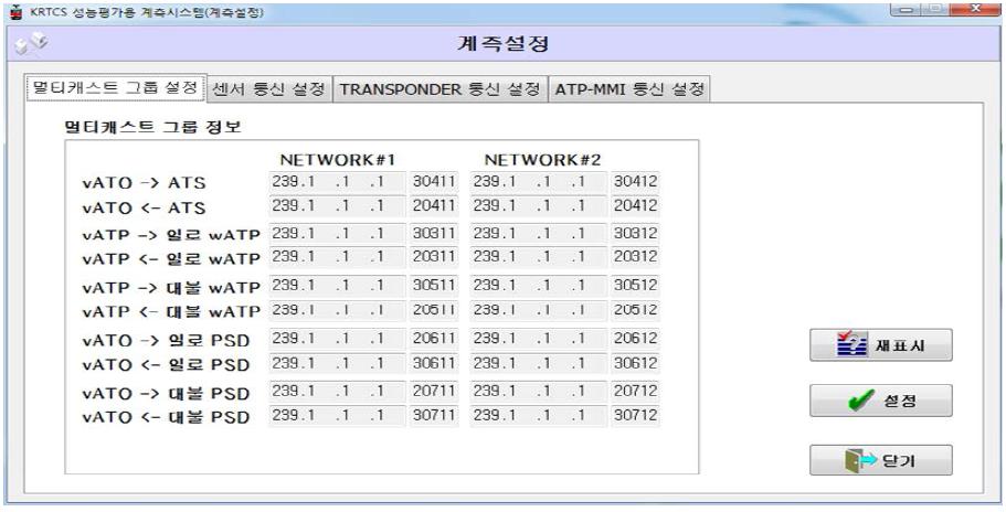 계측설정 : 멀티캐스트 그룹 정보 설정