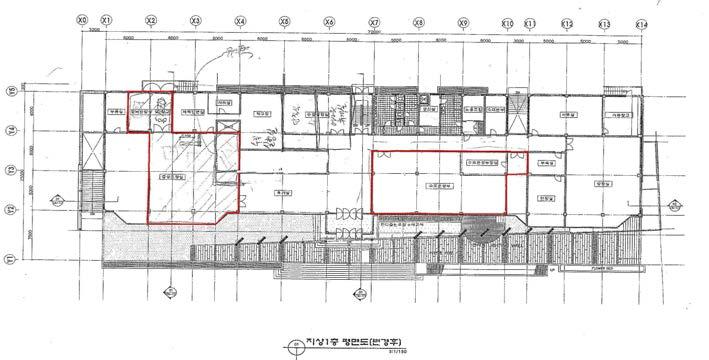성남정수장 내 자료 바탕의 대상건물 도면