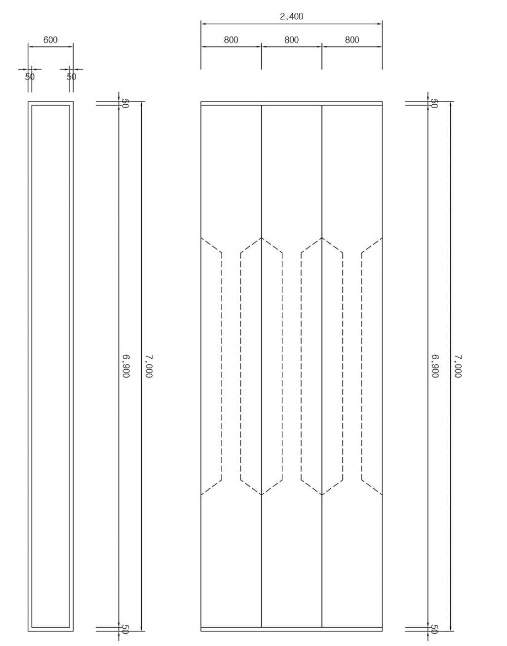 TYPE 3(L=7.0m) 평면도, 종단면도