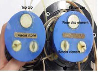 캡에 설치된 피에조 디스크，프로브
