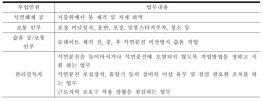 투입인원별 업무내용