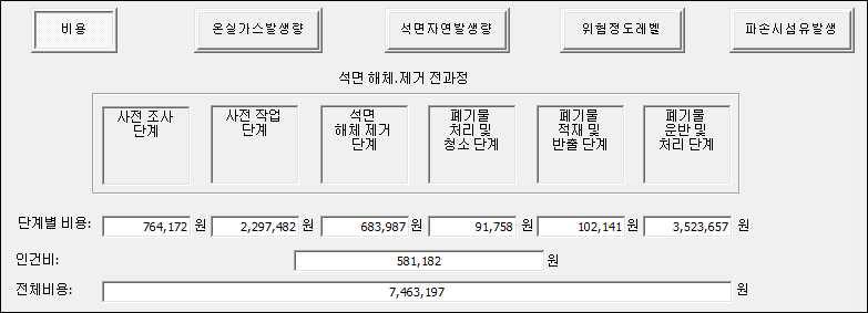 비용탭 클릭 시 생성되는 팝업창의 모습