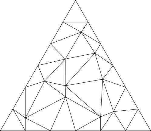 평면 삼각형 예제의 절점과 형상