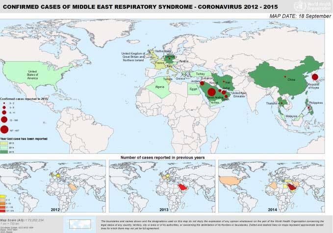 메르스 발병 지역 (2012-2015)