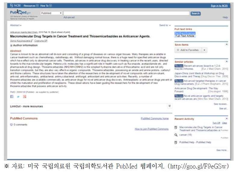 미국 PubMed 웹페이지